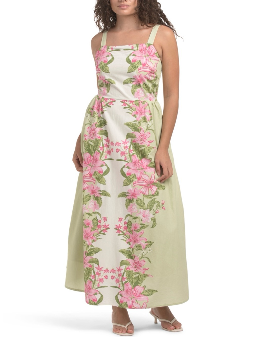 LEA Sleeveless Floral Color Block Maxi Dress Sweet Bloom Dreamscape Size M